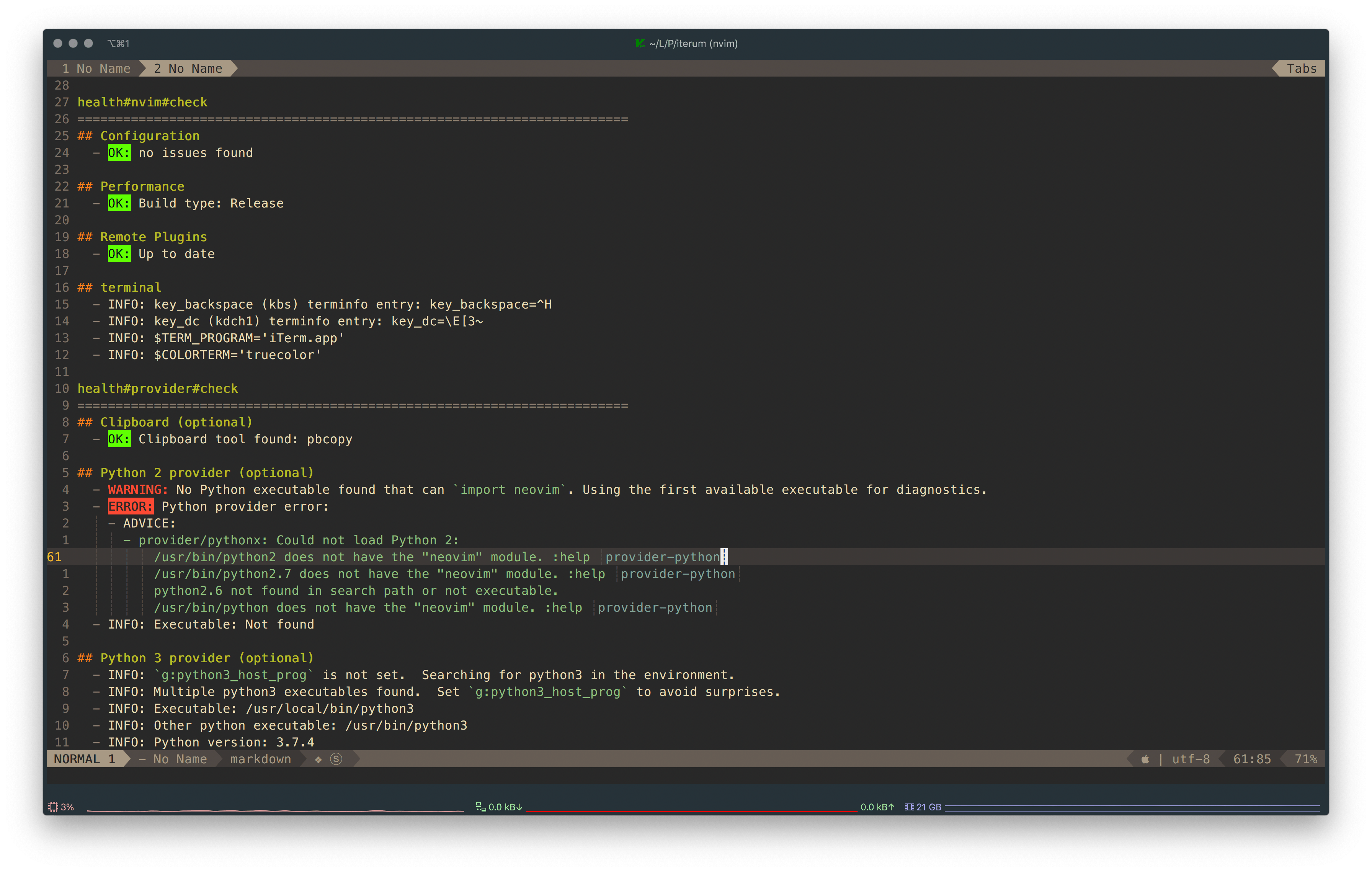 SpaceVim Health Check